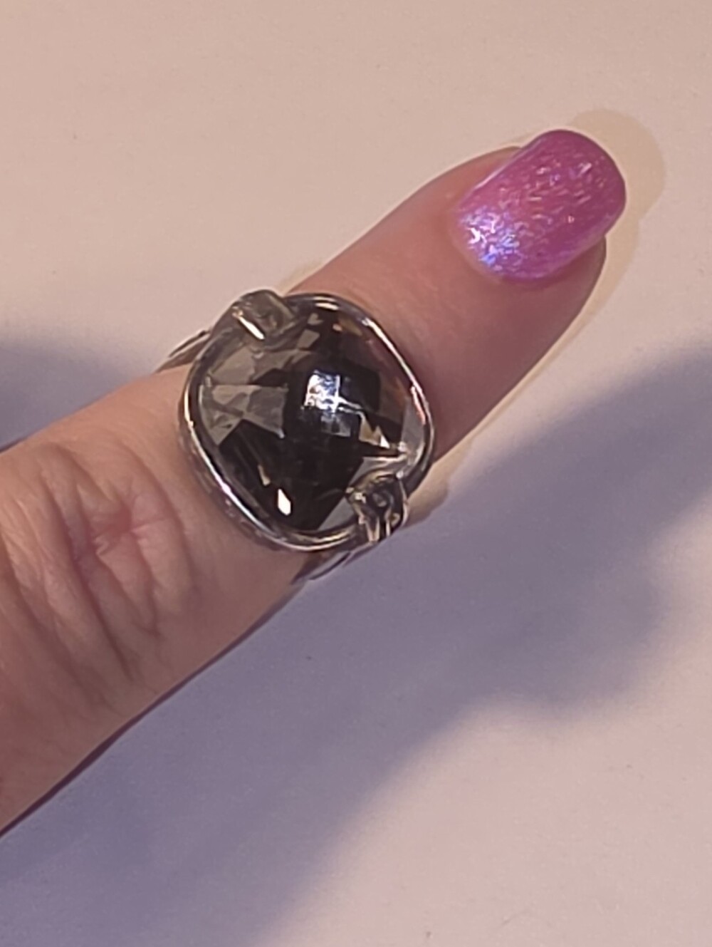 Brighton Silver Smoky Quartz Statement Ring - Gray Gem Size 7